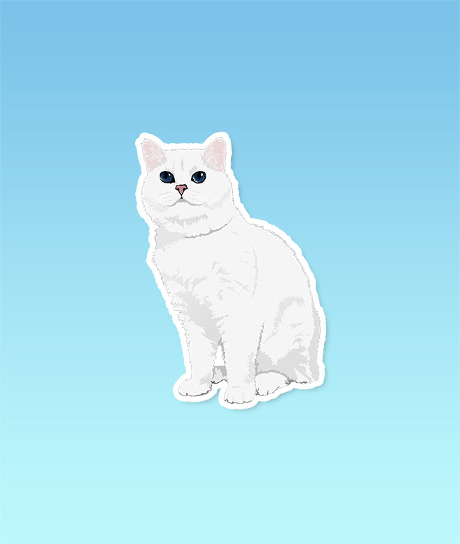 White Coffee Cat Sticker